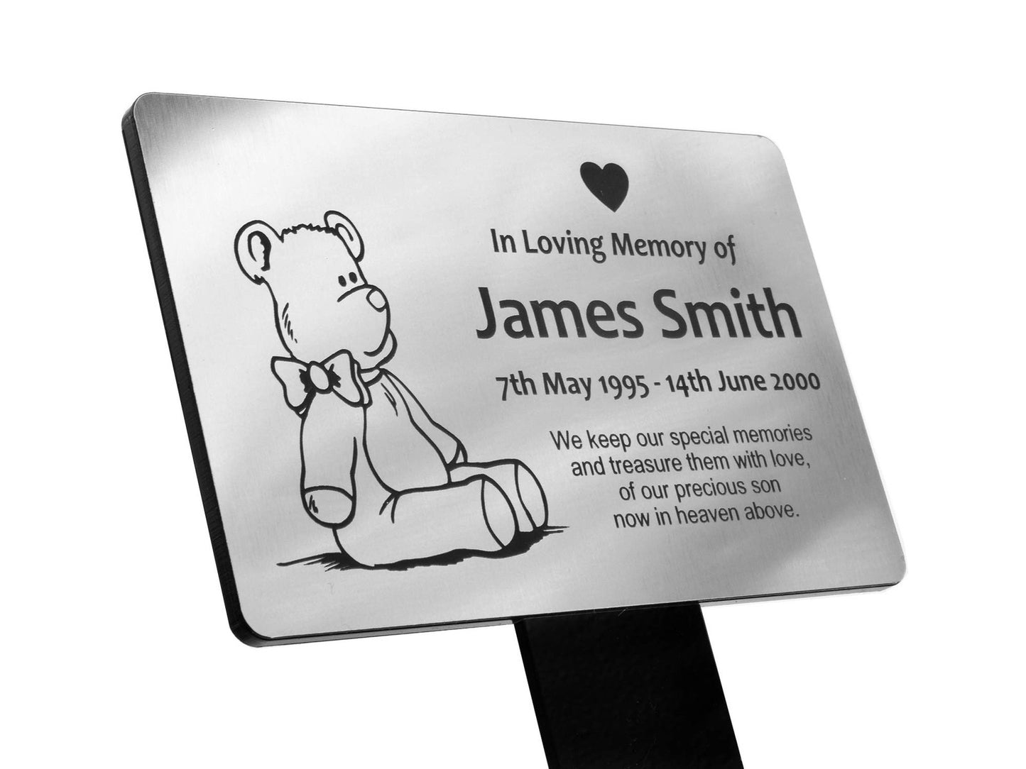 Personalised Silver Acrylic Child Memorial Stake — Engraved Outdoor Tribute (230 × 140 mm, 6 mm Thick) – by North By North East – Plaques & Nameplates