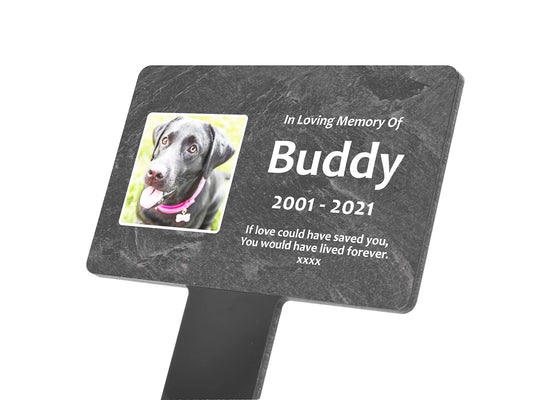 Personalised Pet Memorial Plaque – Outdoor Grave Marker with Photo & Custom Text