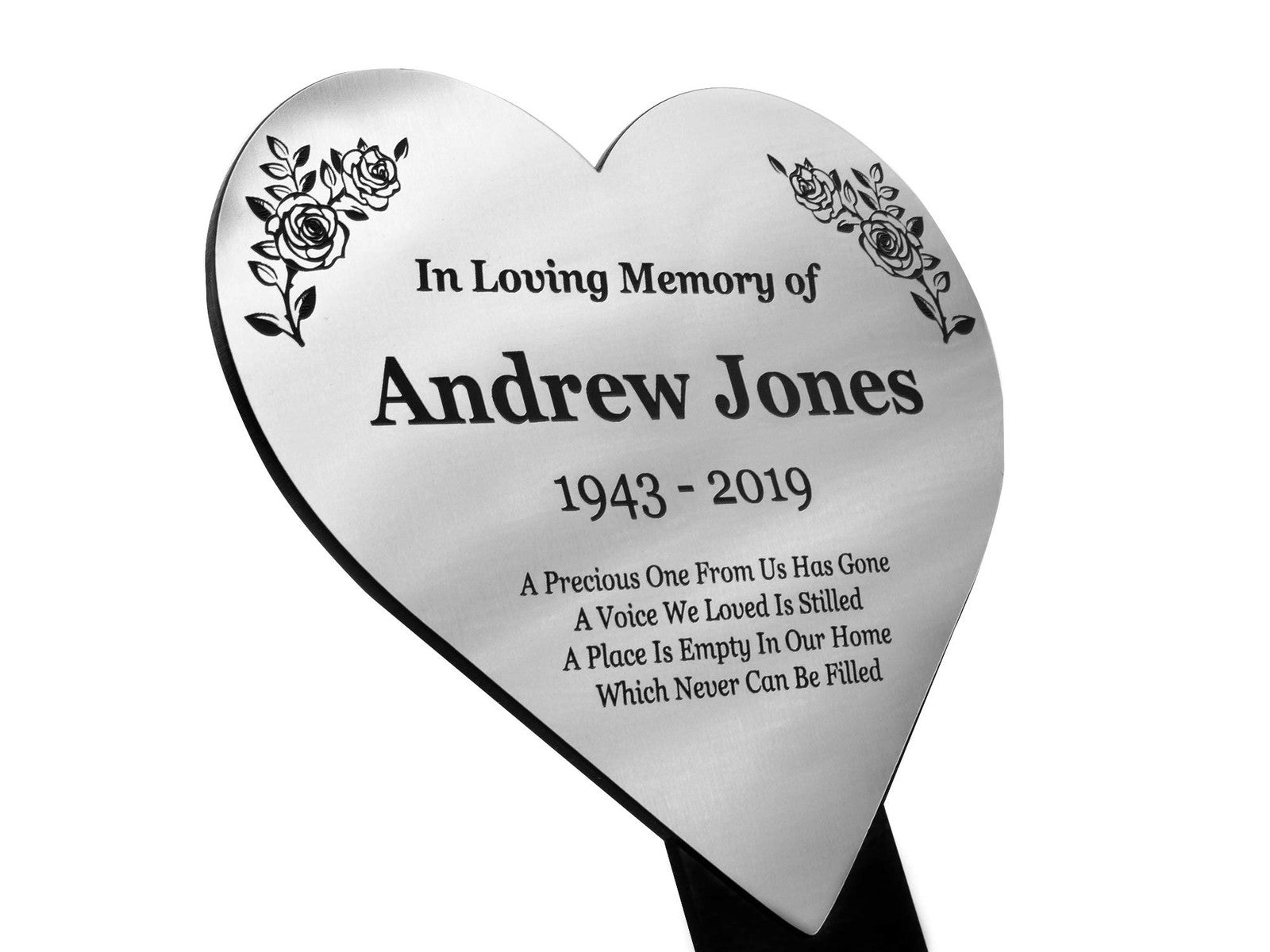Personalised Heart-Shaped Memorial Stake — Engraved Outdoor Garden Tribute (140 × 250 mm, 6 mm Acrylic, Motif Options) – by North By North East – Plaques & Nameplates