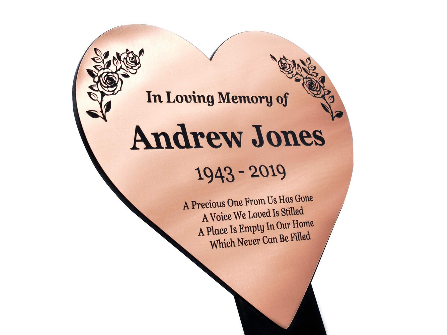 Personalised Heart-Shaped Memorial Stake — Engraved Outdoor Garden Tribute (140 × 250 mm, 6 mm Acrylic, Motif Options) – by North By North East – Plaques & Nameplates