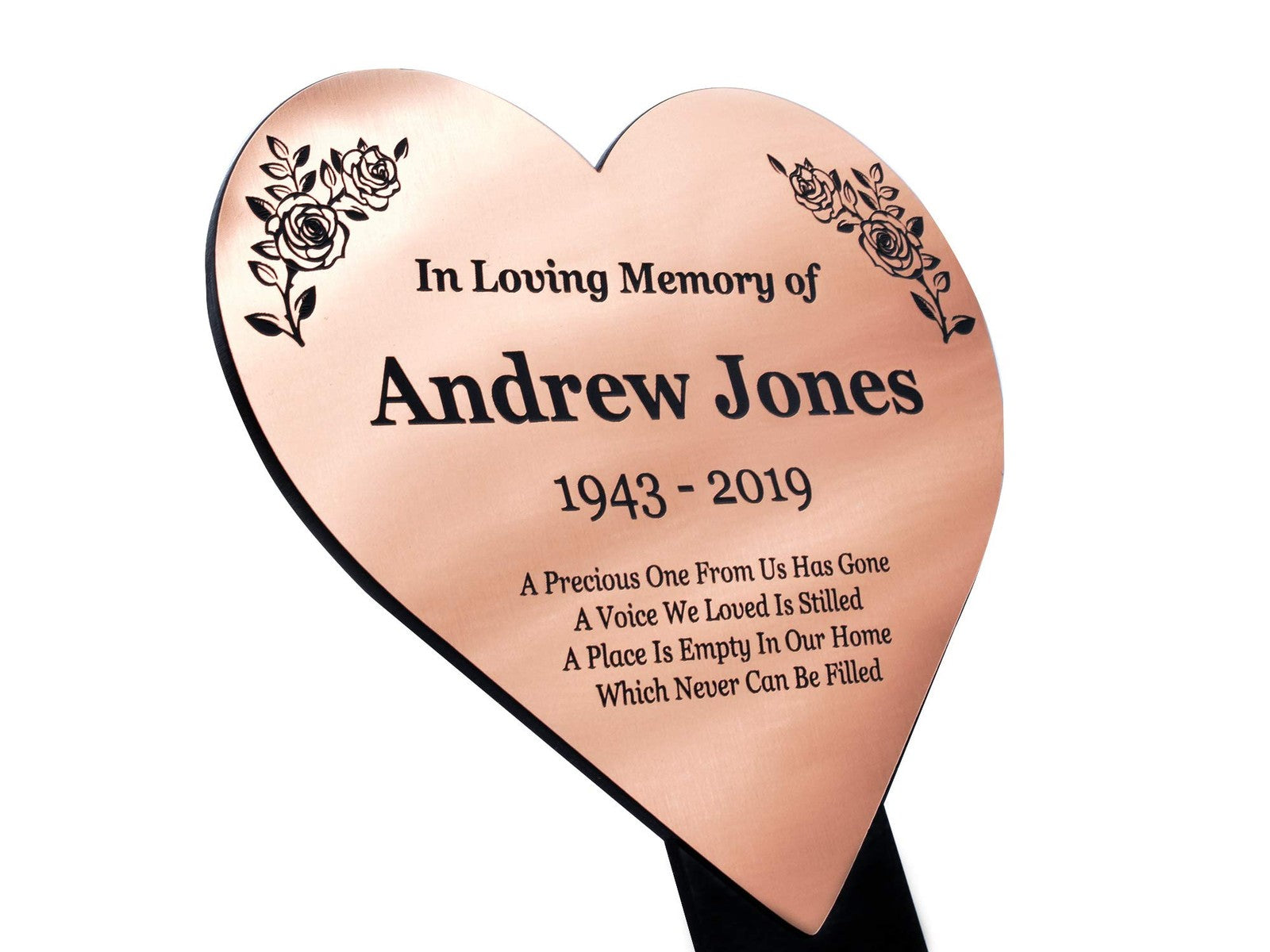 Personalised Heart-Shaped Memorial Stake — Engraved Outdoor Garden Tribute (140 × 250 mm, 6 mm Acrylic, Motif Options) – by North By North East – Plaques & Nameplates