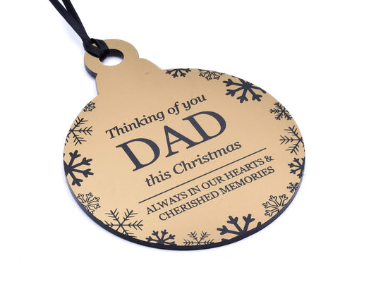 OriginDesigned Thinking of You Dad – Christbaumkugel, Gedenkdekoration – Gold/Si – by North By North East – Signs