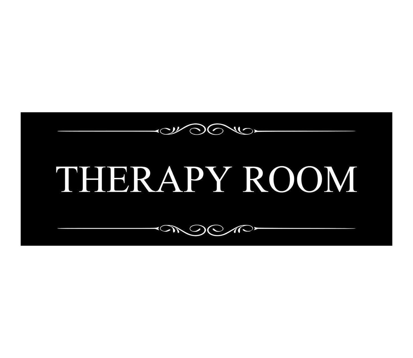 🛋 Black “Therapy Room” Door Sign – Self-Adhesive, Durable Acrylic, UK Made – by North By North East – Signs