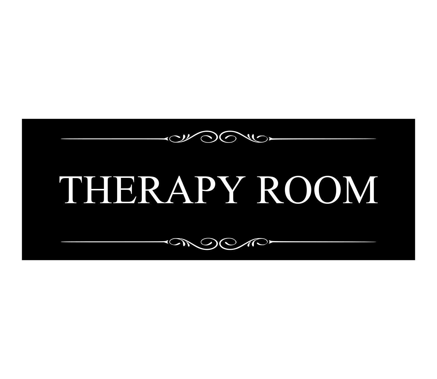 🛋 Black “Therapy Room” Door Sign – Self-Adhesive, Durable Acrylic, UK Made – by North By North East – Signs