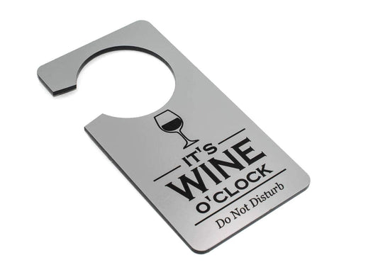 🥂 Silver “It’s Wine O’Clock” Do Not Disturb Door Hanger – Fun Gift, UK Made – by North By North East – Signs