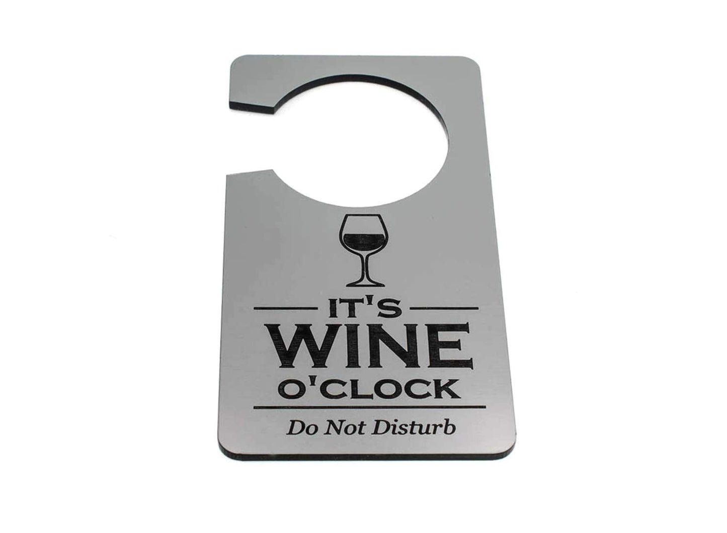 🥂 Silver “It’s Wine O’Clock” Do Not Disturb Door Hanger – Fun Gift, UK Made – by North By North East – Signs