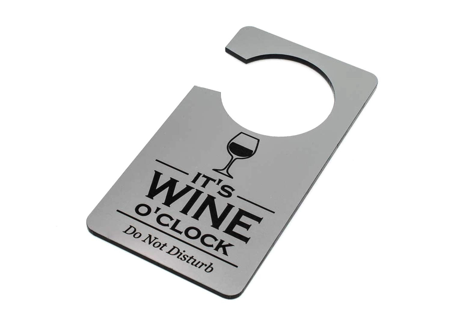 🥂 Silver “It’s Wine O’Clock” Do Not Disturb Door Hanger – Fun Gift, UK Made – by North By North East – Signs