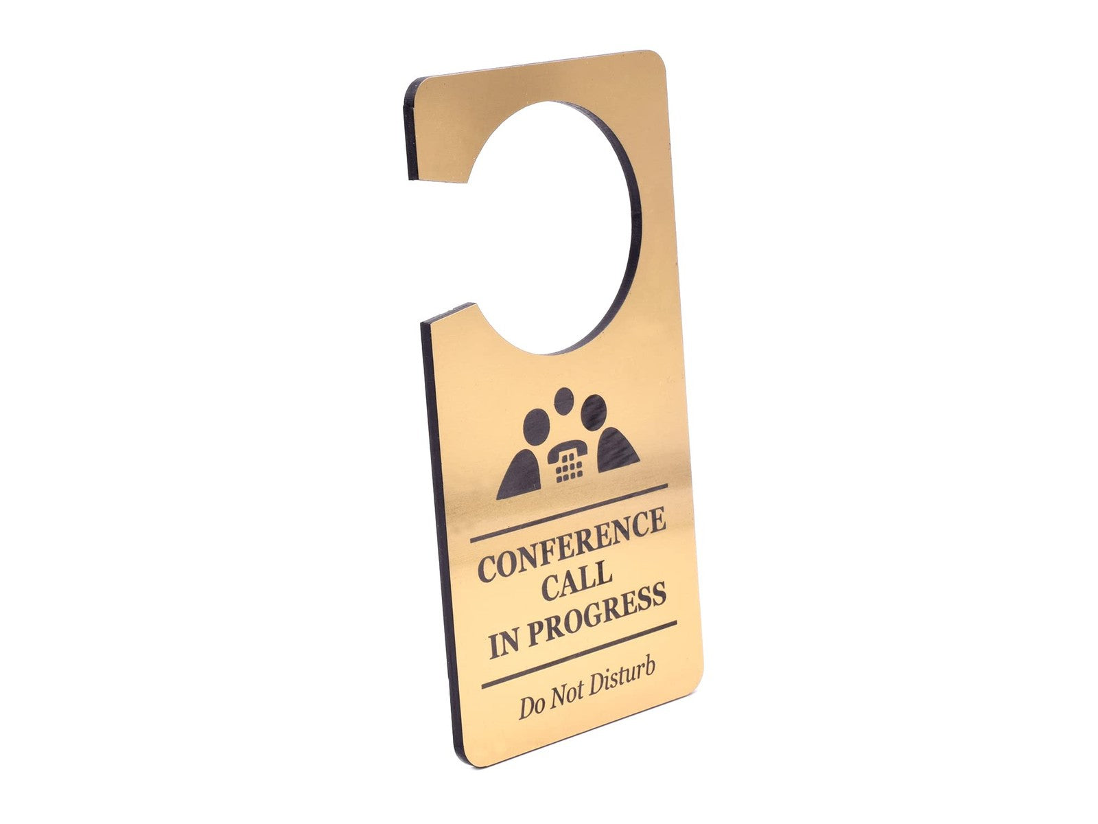 📞 Gold “Conference Call in Progress” Do Not Disturb Door Hanger – Office Sign – by North By North East – Business Hours & Policy Signs
