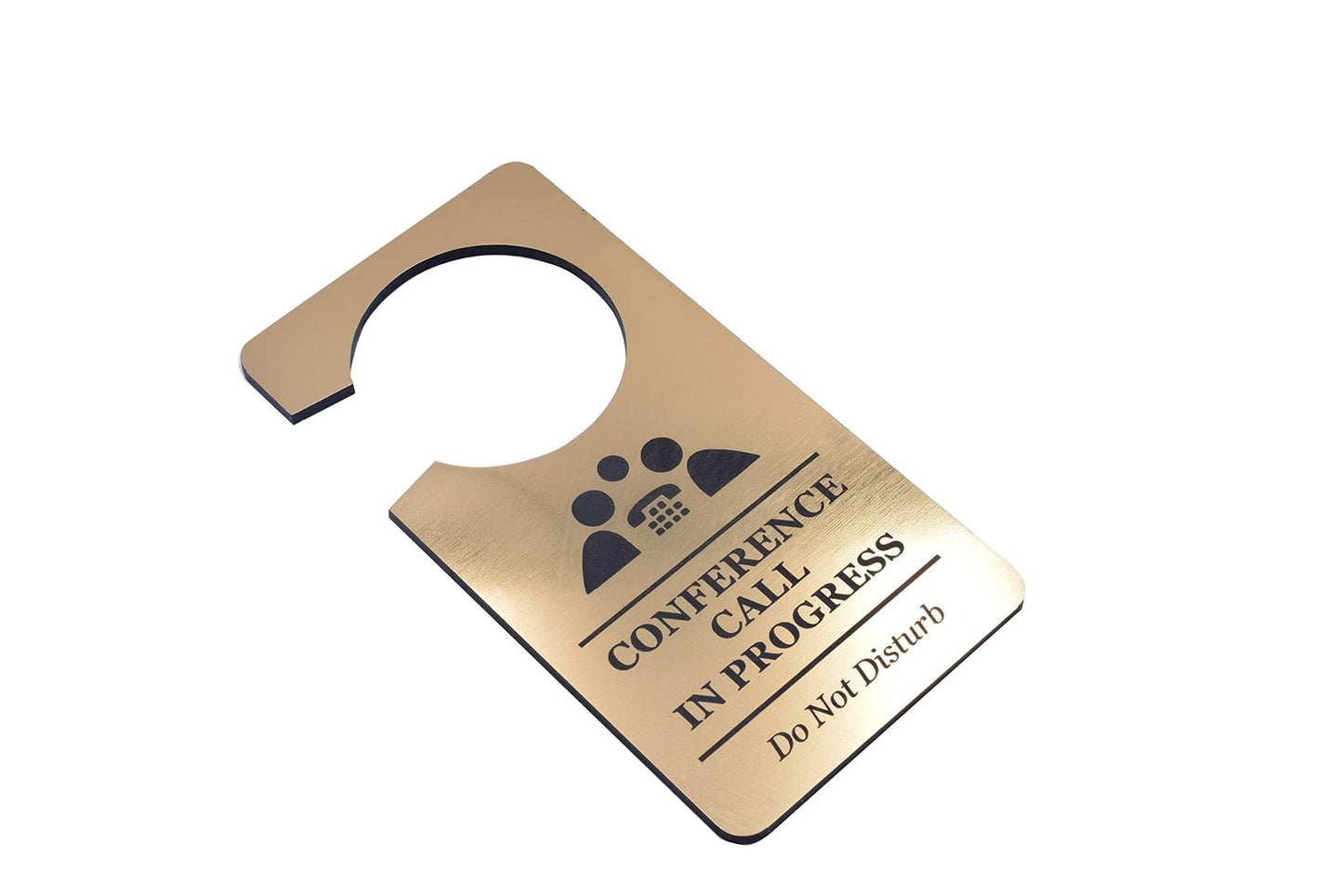 📞 Gold “Conference Call in Progress” Do Not Disturb Door Hanger – Office Sign – by North By North East – Business Hours & Policy Signs