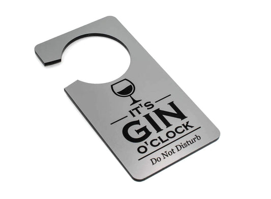 🍸 Silver “It’s Gin O’Clock” Do Not Disturb Door Hanger – UV Printed, UK Made – by North By North East – Signs