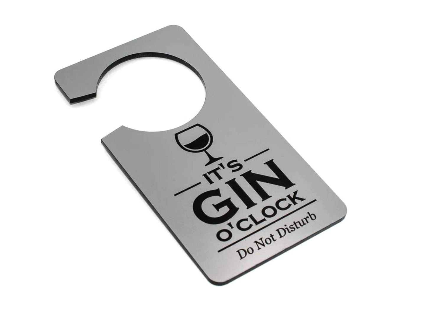 🍸 Silver “It’s Gin O’Clock” Do Not Disturb Door Hanger – UV Printed, UK Made – by North By North East – Signs