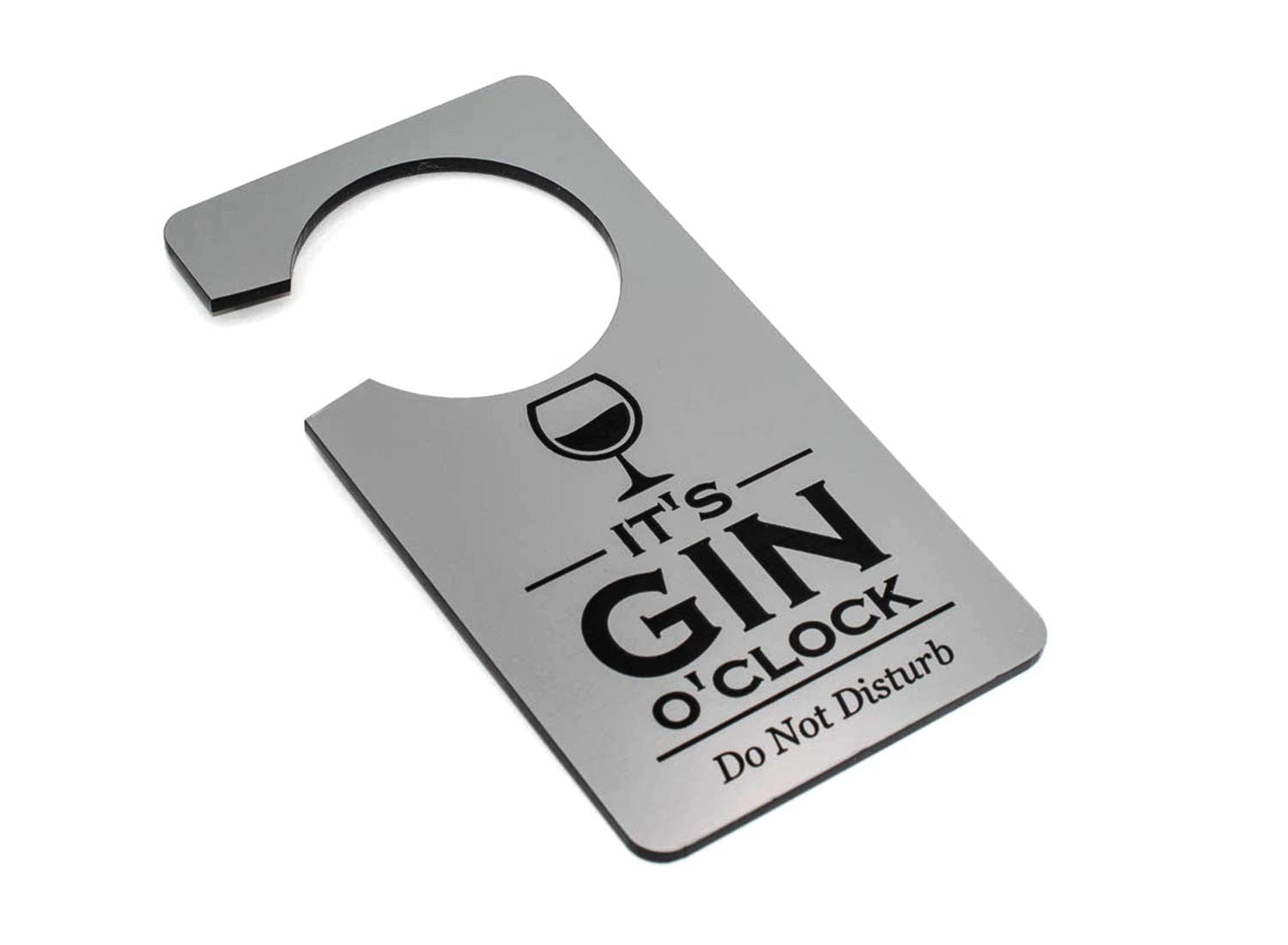 🍸 Silver “It’s Gin O’Clock” Do Not Disturb Door Hanger – UV Printed, UK Made – by North By North East – Signs
