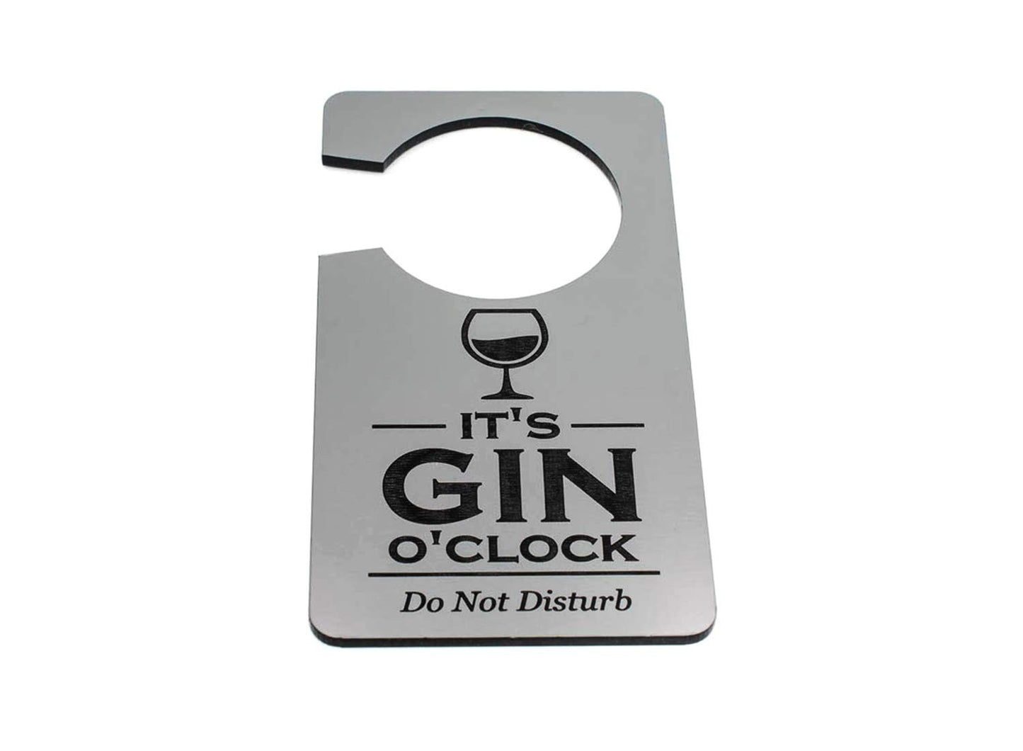 🍸 Silver “It’s Gin O’Clock” Do Not Disturb Door Hanger – UV Printed, UK Made – by North By North East – Signs