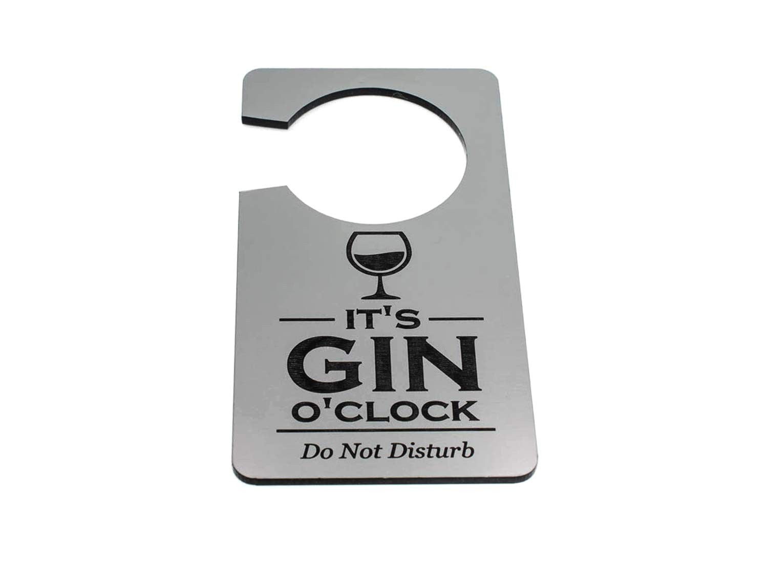 🍸 Silver “It’s Gin O’Clock” Do Not Disturb Door Hanger – UV Printed, UK Made – by North By North East – Signs