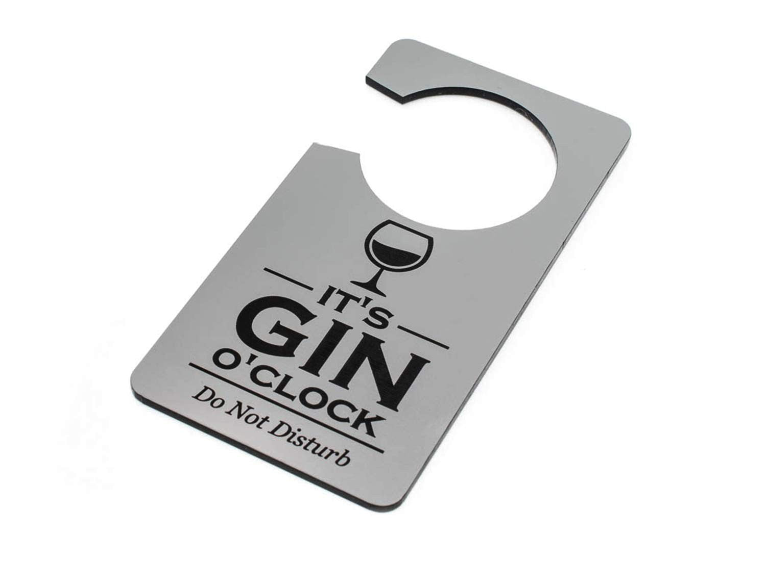 🍸 Silver “It’s Gin O’Clock” Do Not Disturb Door Hanger – UV Printed, UK Made – by North By North East – Signs