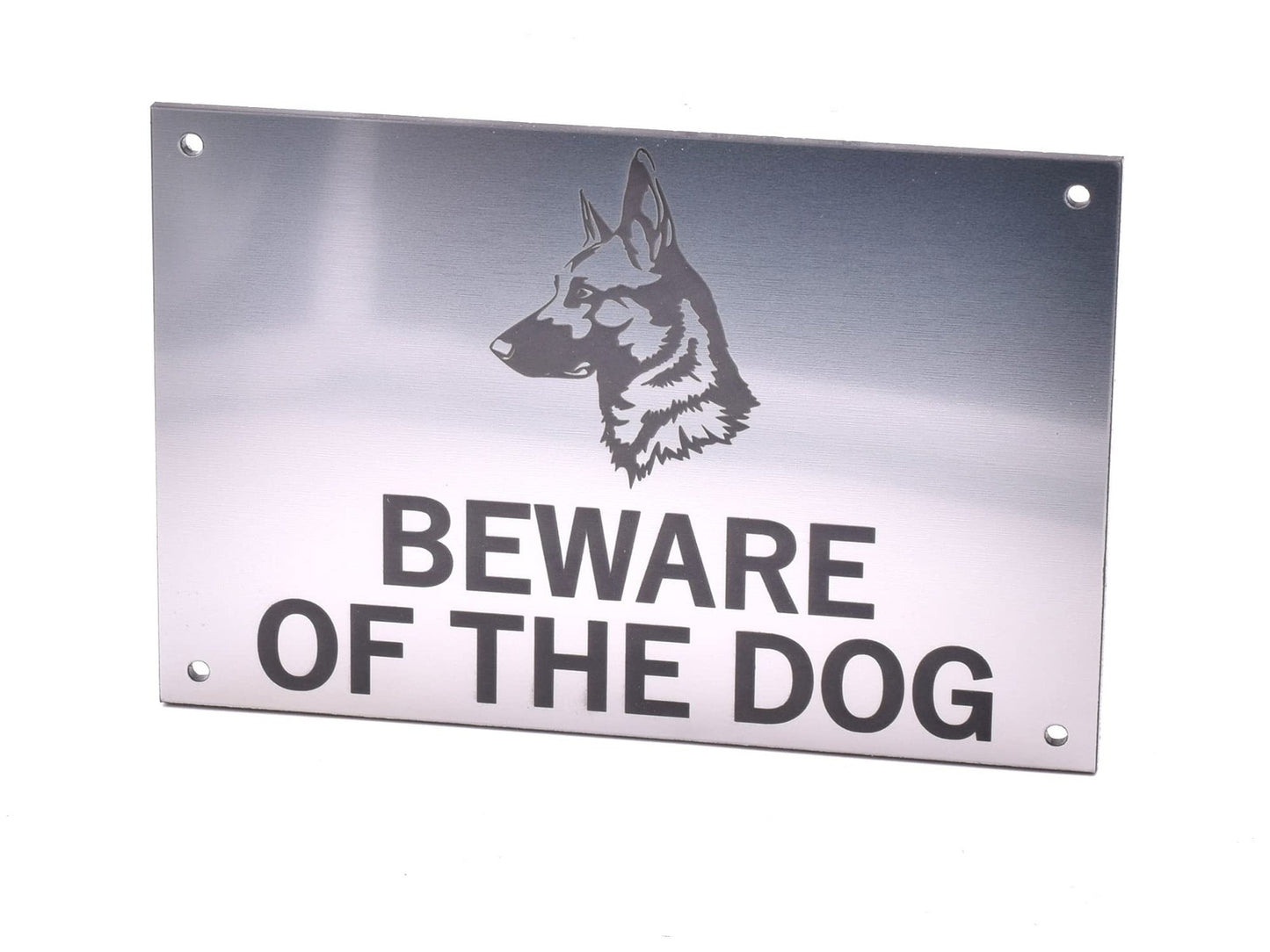 🥈 Silver “Beware of the Dog” Sign – Engraved Acrylic Warning Plaque 145×95mm – by North By North East – Safety & Warning Signs