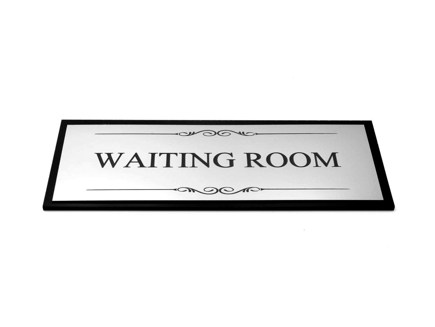 🛋 Silver “Waiting Room” Door Sign – Black Back Plate, Self-Adhesive Acrylic, UK – by North By North East – Signs