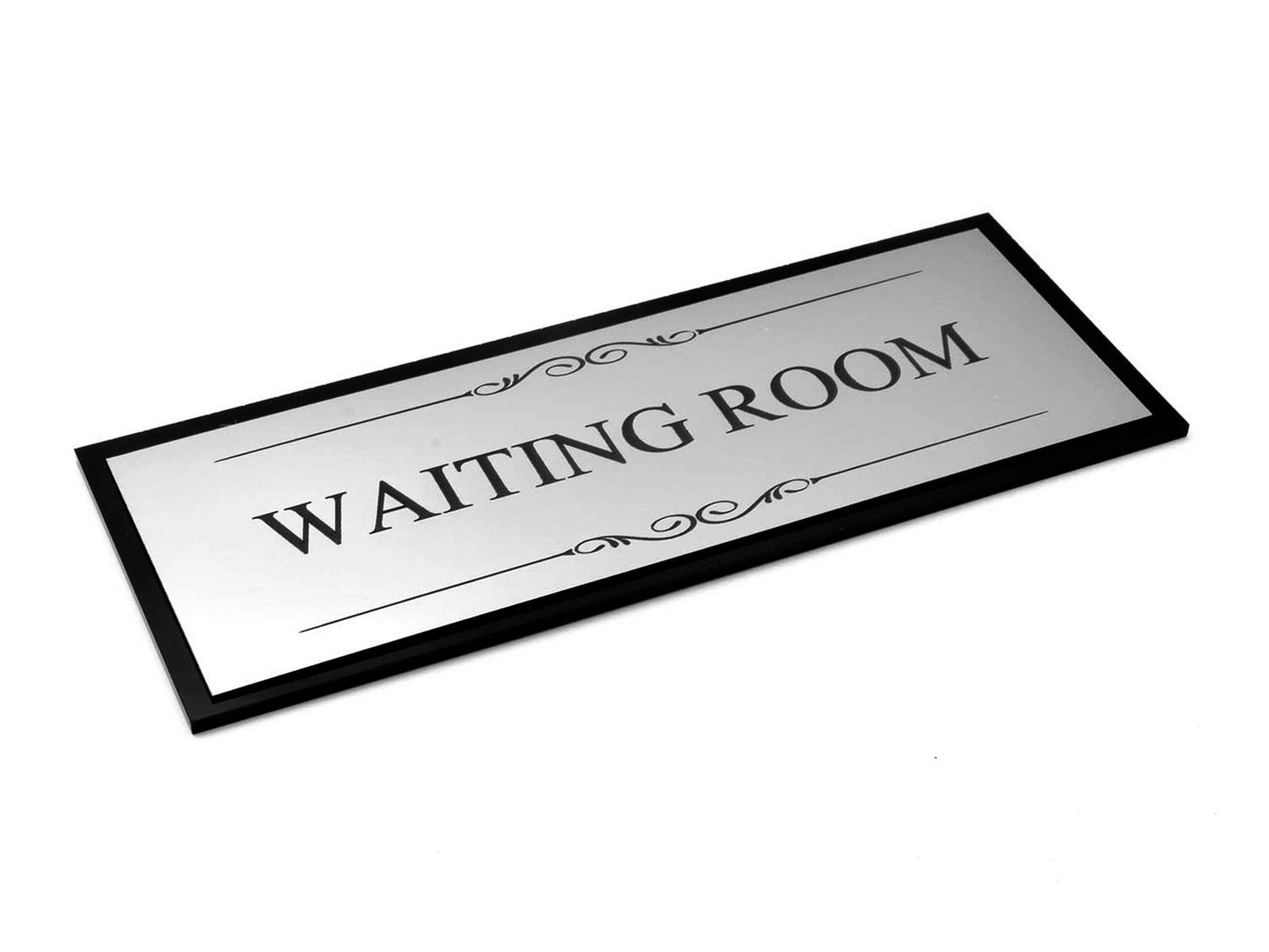 🛋 Silver “Waiting Room” Door Sign – Black Back Plate, Self-Adhesive Acrylic, UK – by North By North East – Signs