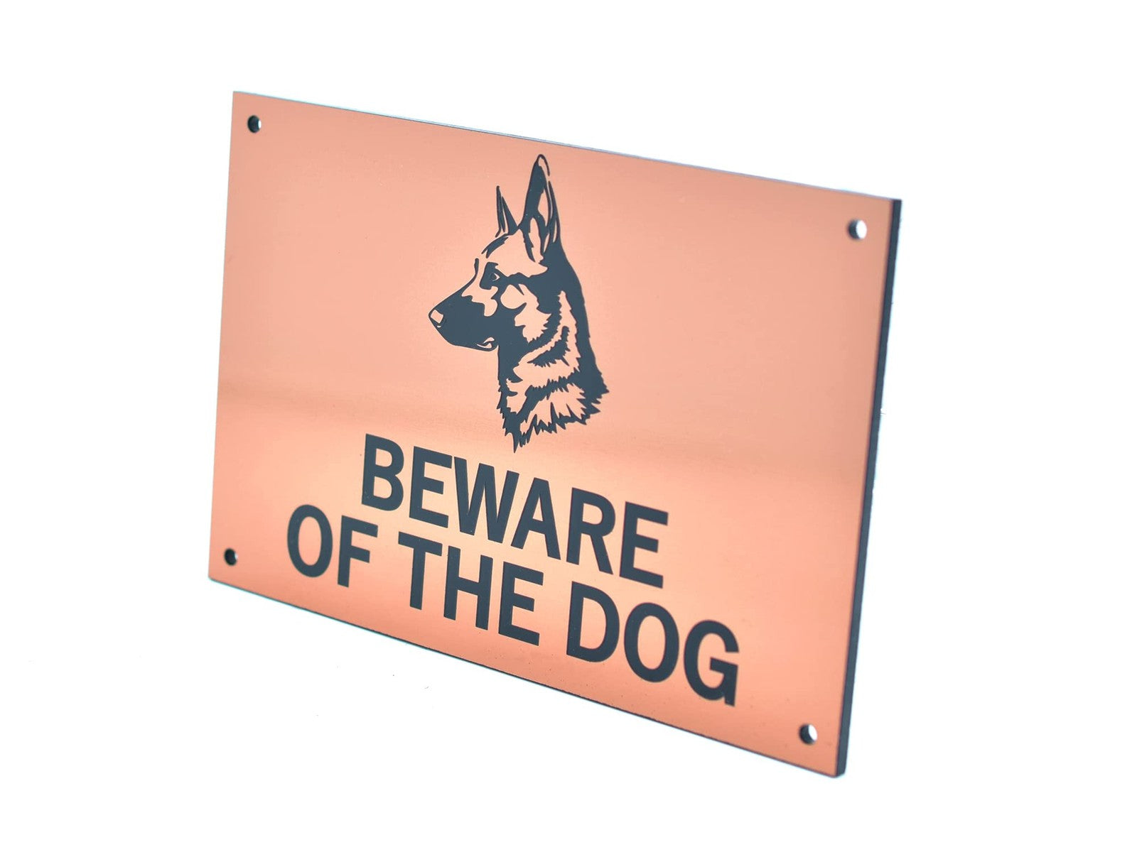 Copper Beware of the Dog Sign – 145×95mm Engraved Acrylic Warning Plaque – by North By North East – Safety & Warning Signs