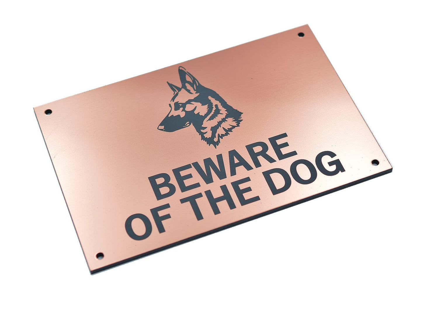 Copper Beware of the Dog Sign – 145×95mm Engraved Acrylic Warning Plaque – by North By North East – Safety & Warning Signs