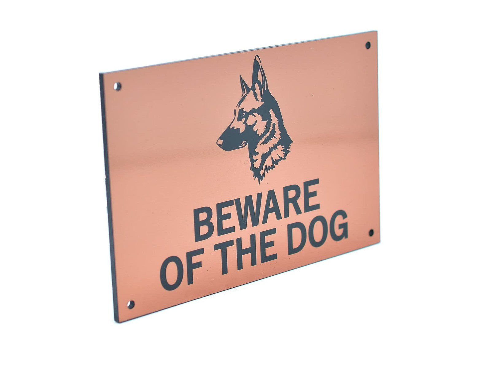 Copper Beware of the Dog Sign – 145×95mm Engraved Acrylic Warning Plaque – by North By North East – Safety & Warning Signs