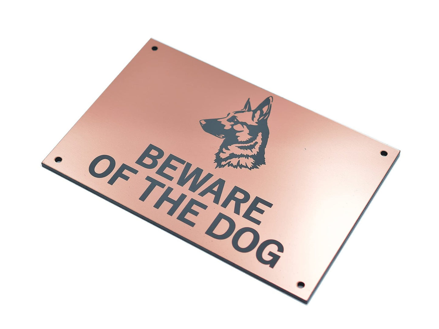 Copper Beware of the Dog Sign – 145×95mm Engraved Acrylic Warning Plaque – by North By North East – Safety & Warning Signs