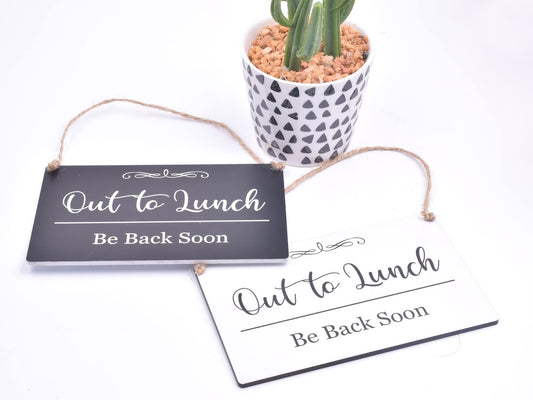 Out To Lunch – Be Back Soon, Hanging Sign – by North By North East – Signs