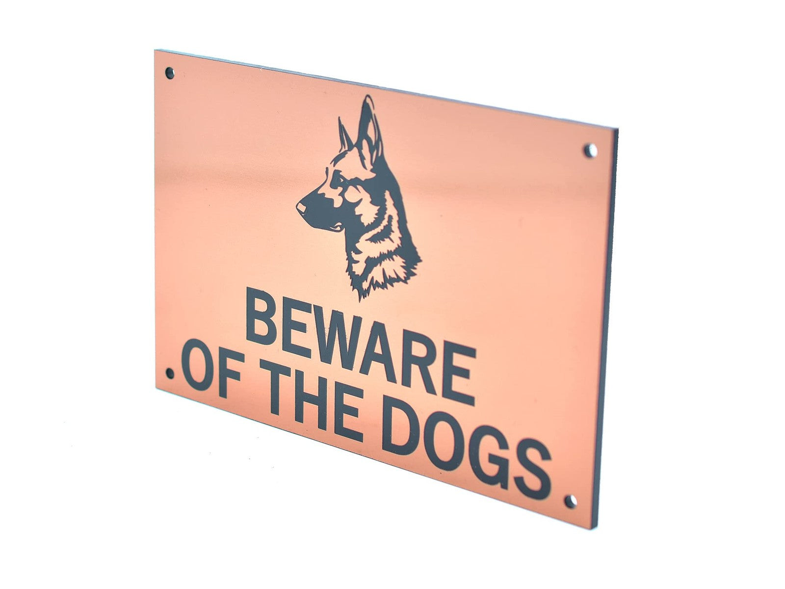 Copper Beware of the Dogs Sign – 145×95mm Engraved Acrylic Warning Plaque – by North By North East – Safety & Warning Signs