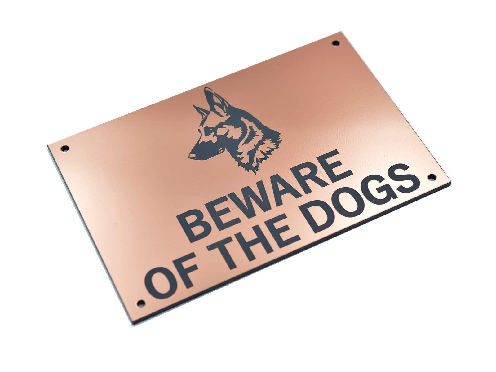 Copper Beware of the Dogs Sign – 145×95mm Engraved Acrylic Warning Plaque – by North By North East – Safety & Warning Signs