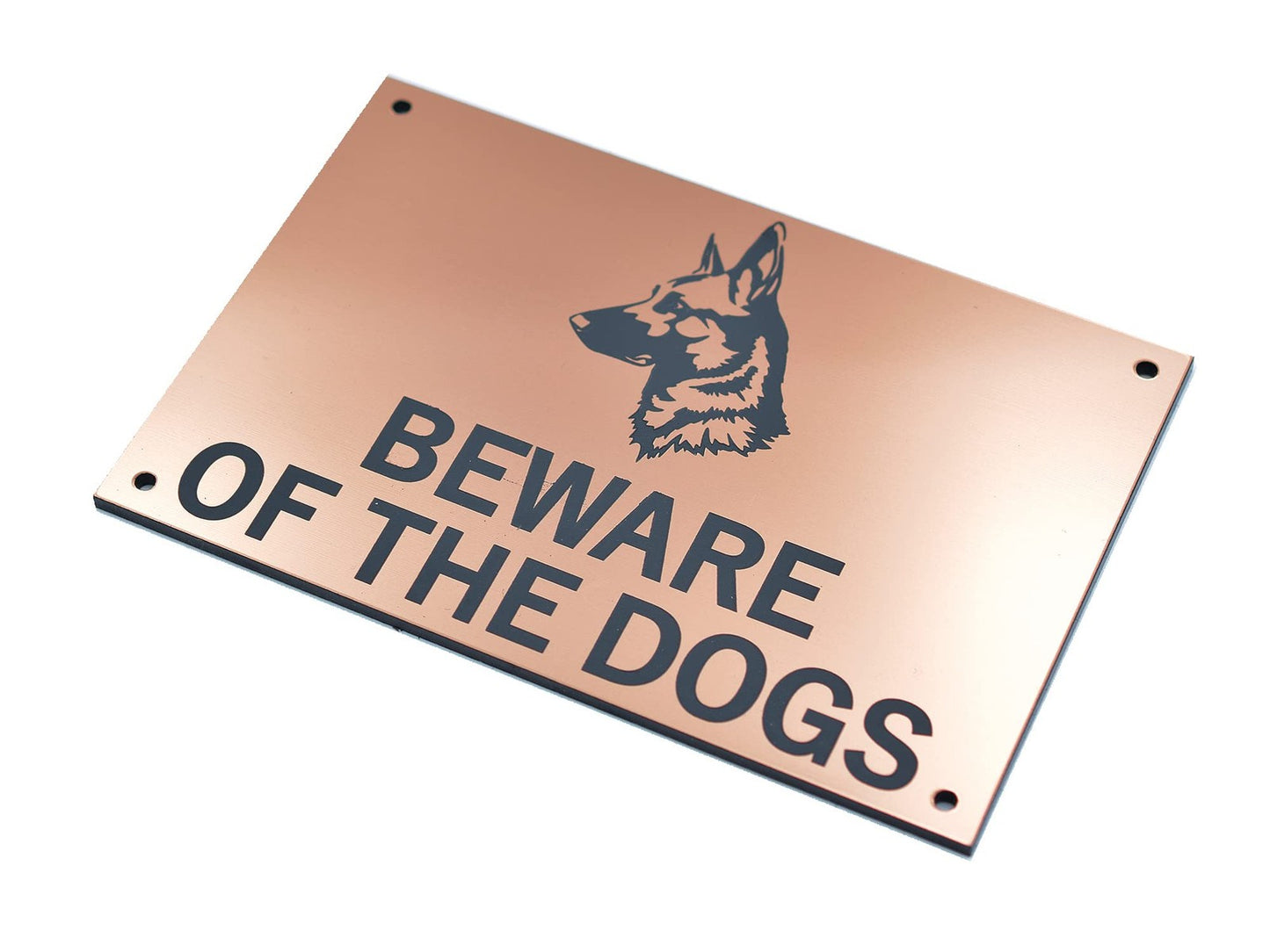 Copper Beware of the Dogs Sign – 145×95mm Engraved Acrylic Warning Plaque – by North By North East – Safety & Warning Signs