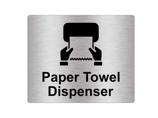 Silver Aluminium Paper Towel Dispenser Sign – Self Adhesive, 115×85 mm – by North By North East – Signs