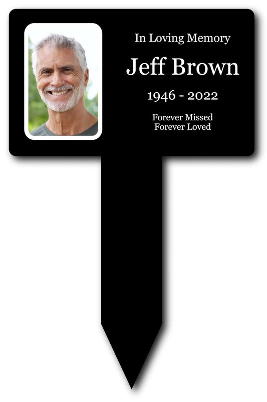 Personalised Black Memorial Plaque — Engraved Acrylic Stake, Weatherproof Garden Tribute (200 × 310 mm) – by North By North East – Plaques & Nameplates