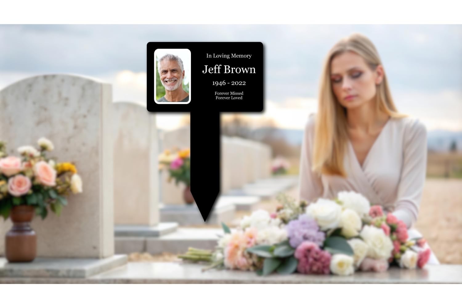 Personalised Black Memorial Plaque — Engraved Acrylic Stake, Weatherproof Garden Tribute (200 × 310 mm) – by North By North East – Plaques & Nameplates