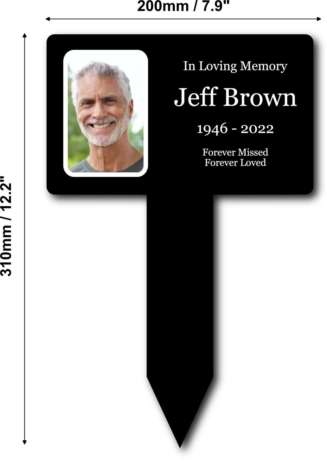 Personalised Black Memorial Plaque — Engraved Acrylic Stake, Weatherproof Garden Tribute (200 × 310 mm) – by North By North East – Plaques & Nameplates