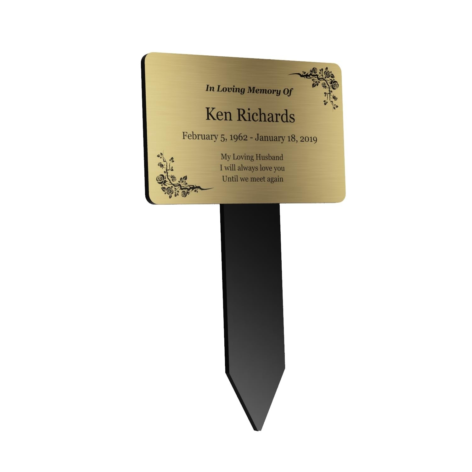 Personalised Gold Memorial Stake – Outdoor Grave Marker, 140×230 mm – by North By North East – Plaques & Nameplates