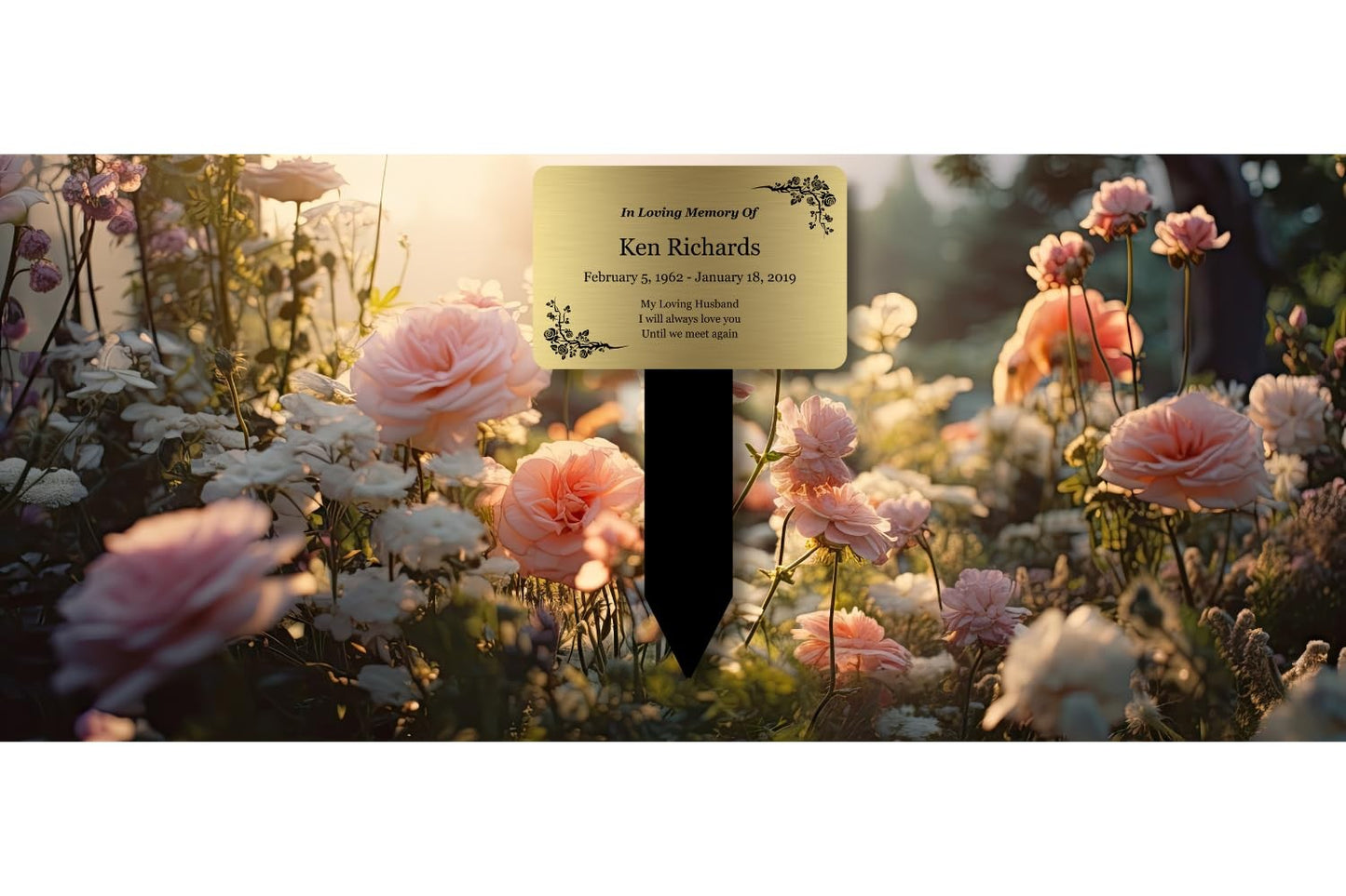 Personalised Gold Memorial Stake – Outdoor Grave Marker, 140×230 mm – by North By North East – Plaques & Nameplates