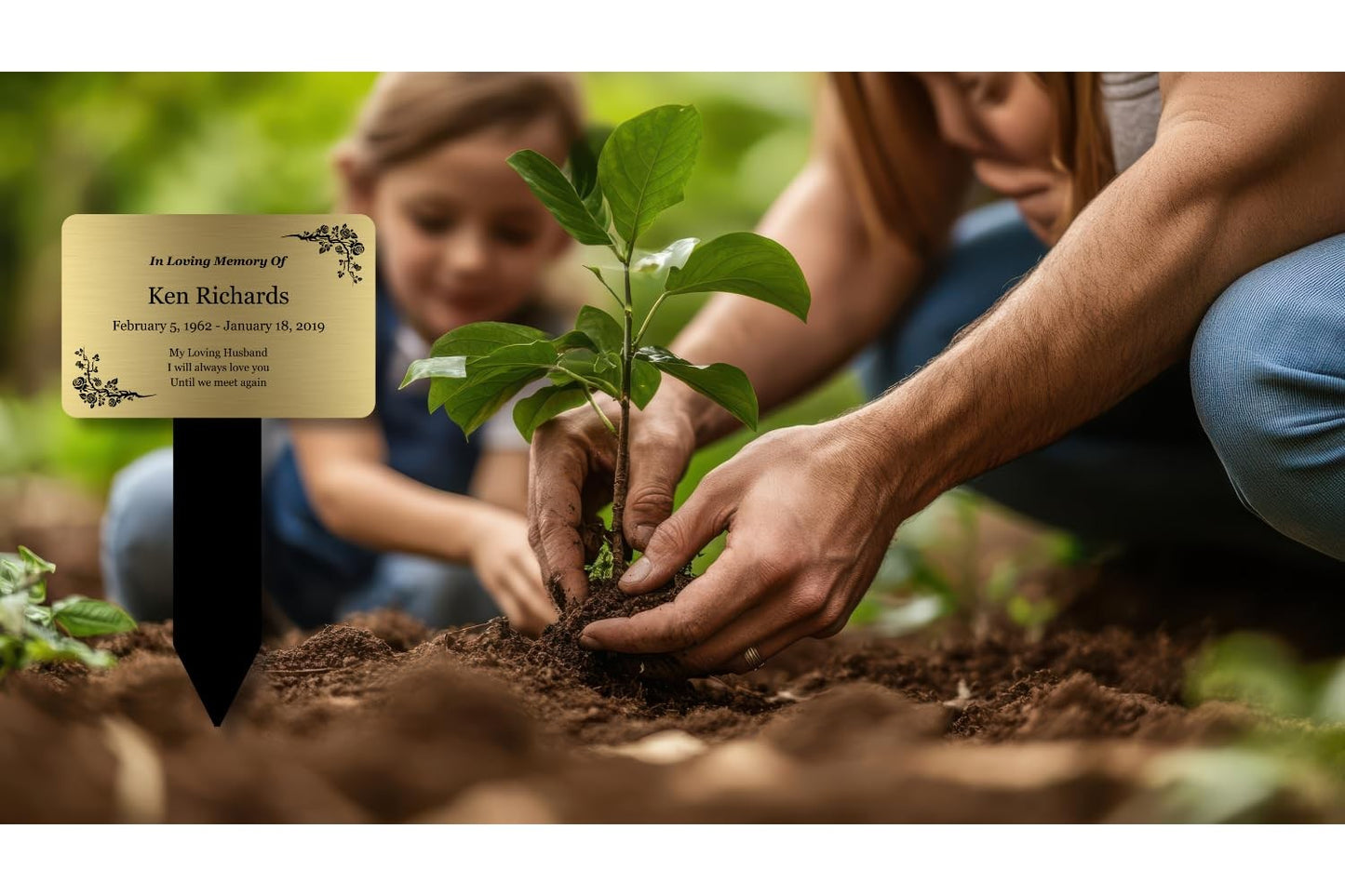 Personalised Gold Memorial Stake – Outdoor Grave Marker, 140×230 mm – by North By North East – Plaques & Nameplates