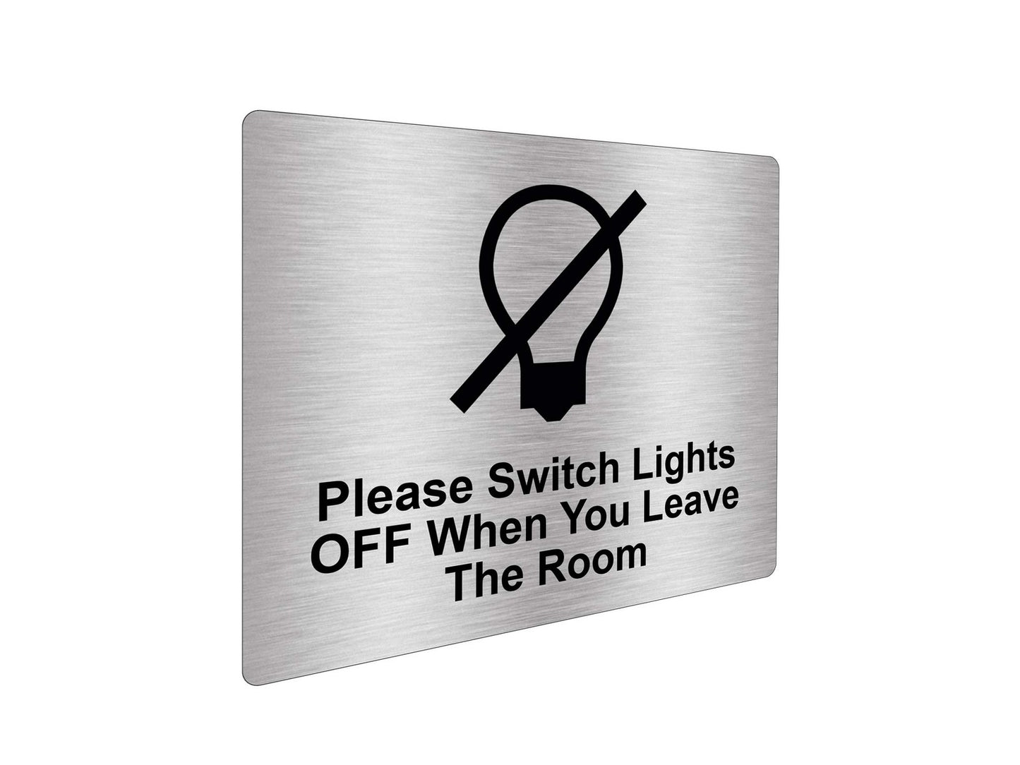 Aluminium Self Adhesive Sign – Please Switch Lights Off When Leaving – 115x85mm – by North By North East – Signs