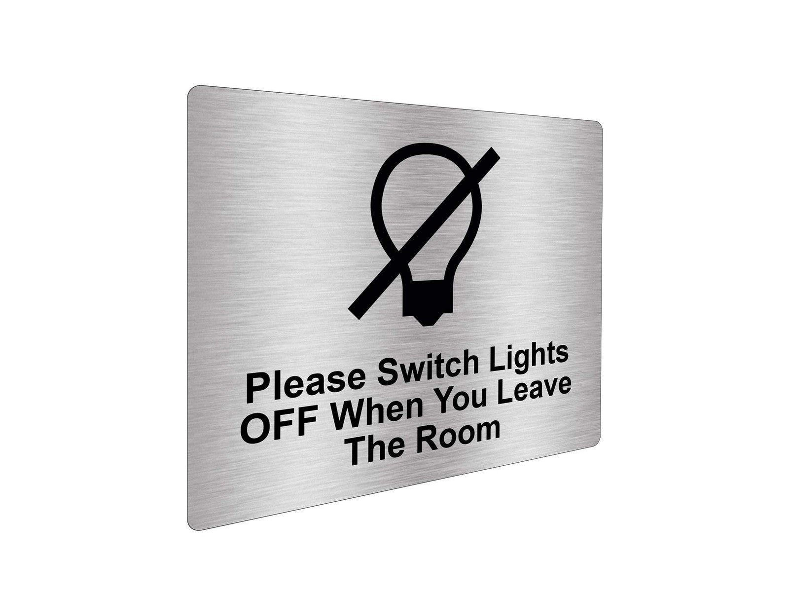 Aluminium Self Adhesive Sign – Please Switch Lights Off When Leaving – 115x85mm – by North By North East – Signs