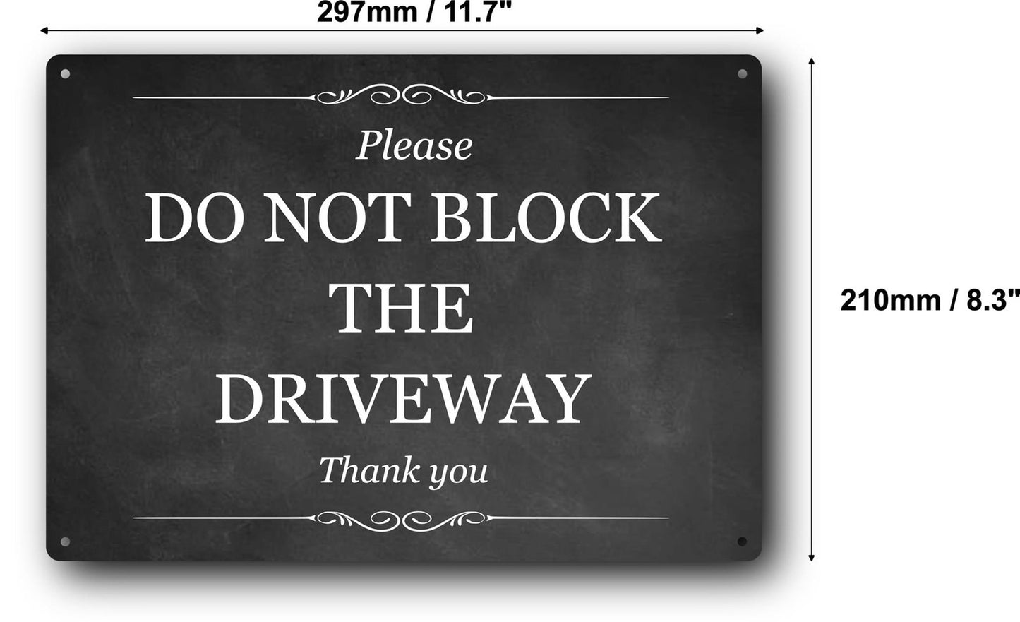 A4 Don’t Block the Driveway Sign – Black Aluminium Composite Outdoor Notice – by North By North East – Parking Signs