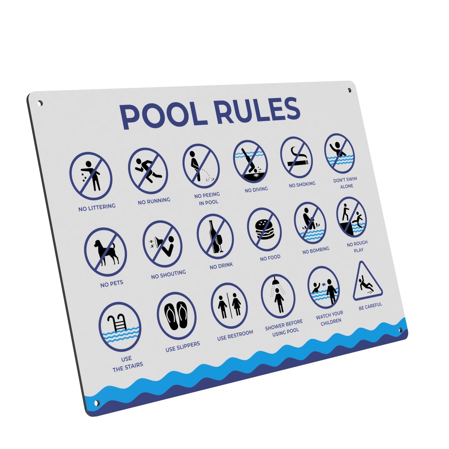 A4 Pool Rules Sign – Weatherproof Aluminium Composite – Safety Notice with Icons – by North By North East – Safety & Warning Signs