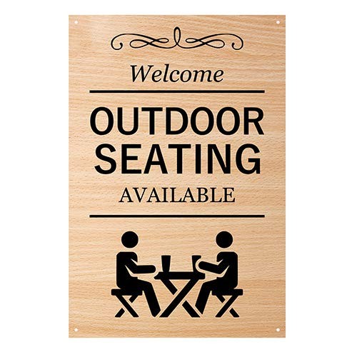 Wood Effect “Outdoor Seating Available” Sign – Durable ACM with Pre-Drilled Scre – by North By North East – Signs