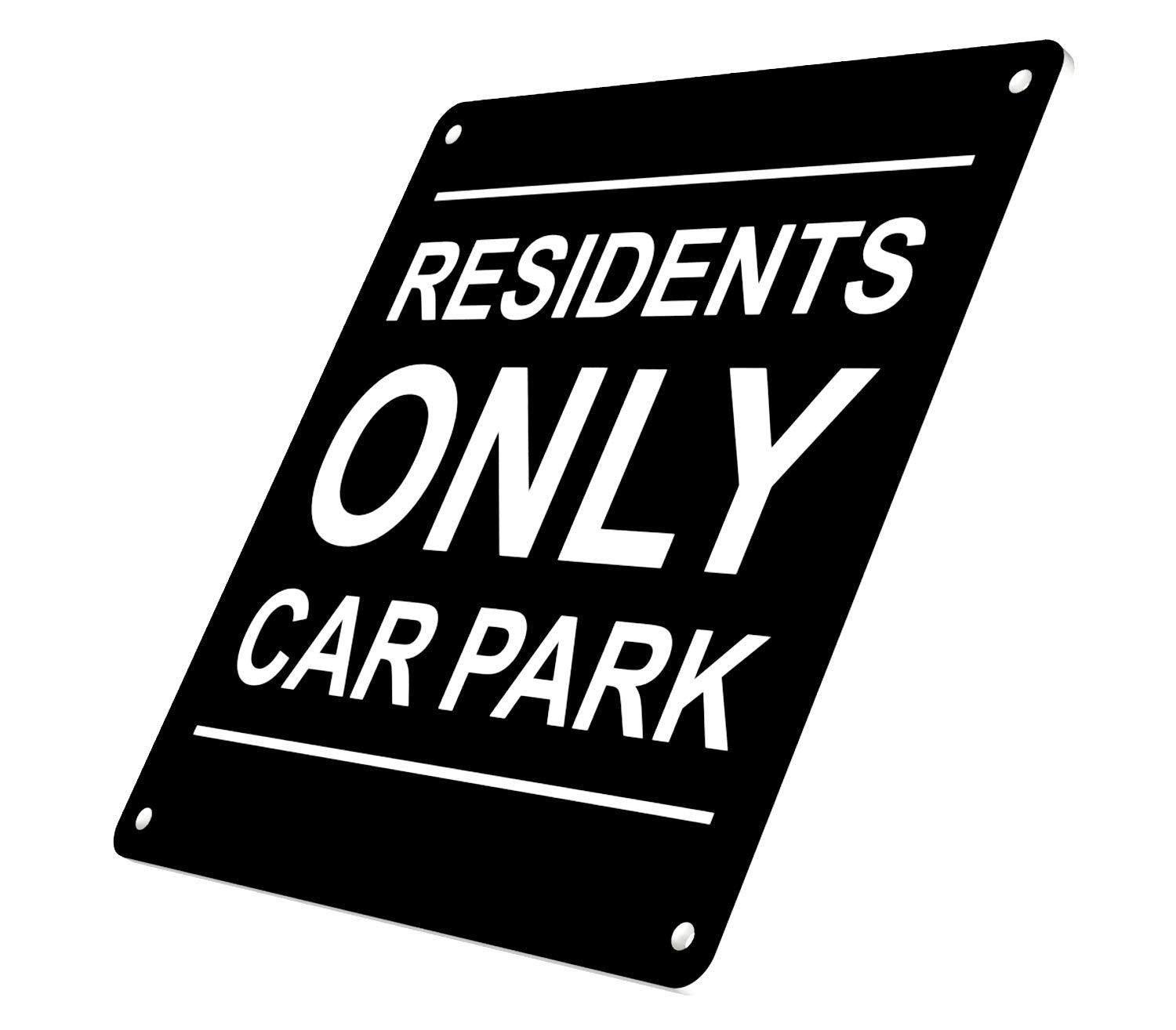 Black “Residents Only Car Park” Sign – Durable 145mm Square Acrylic with Pre-Dri – by North By North East – Signs