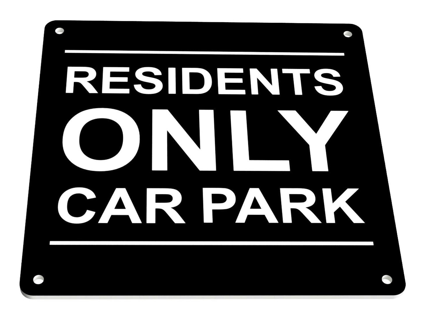 Black “Residents Only Car Park” Sign – Durable 145mm Square Acrylic with Pre-Dri – by North By North East – Signs
