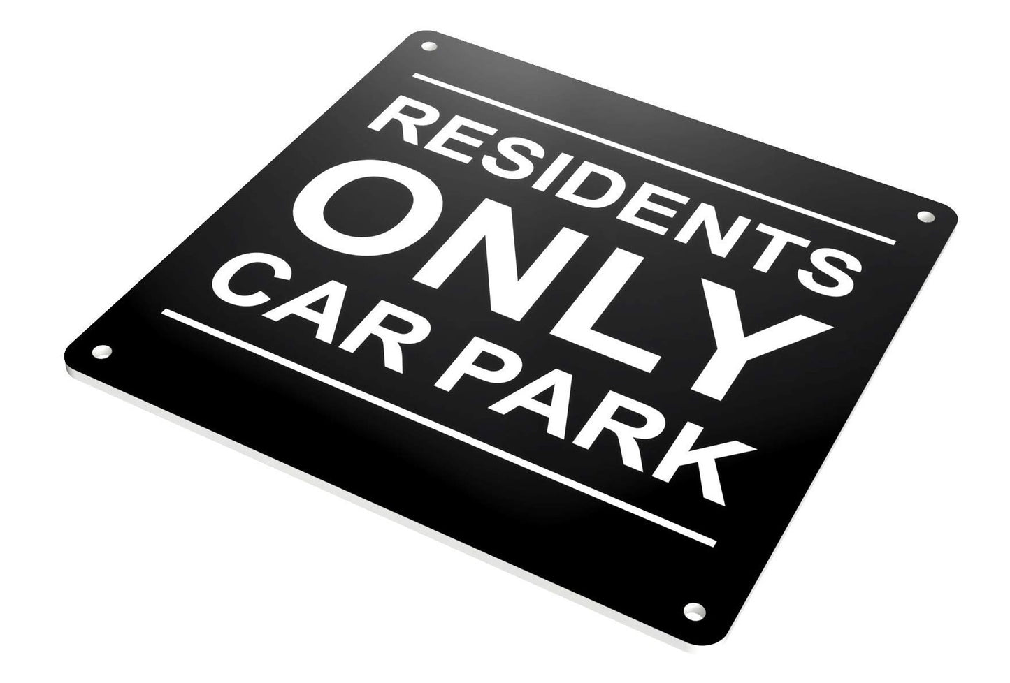 Black “Residents Only Car Park” Sign – Durable 145mm Square Acrylic with Pre-Dri – by North By North East – Signs