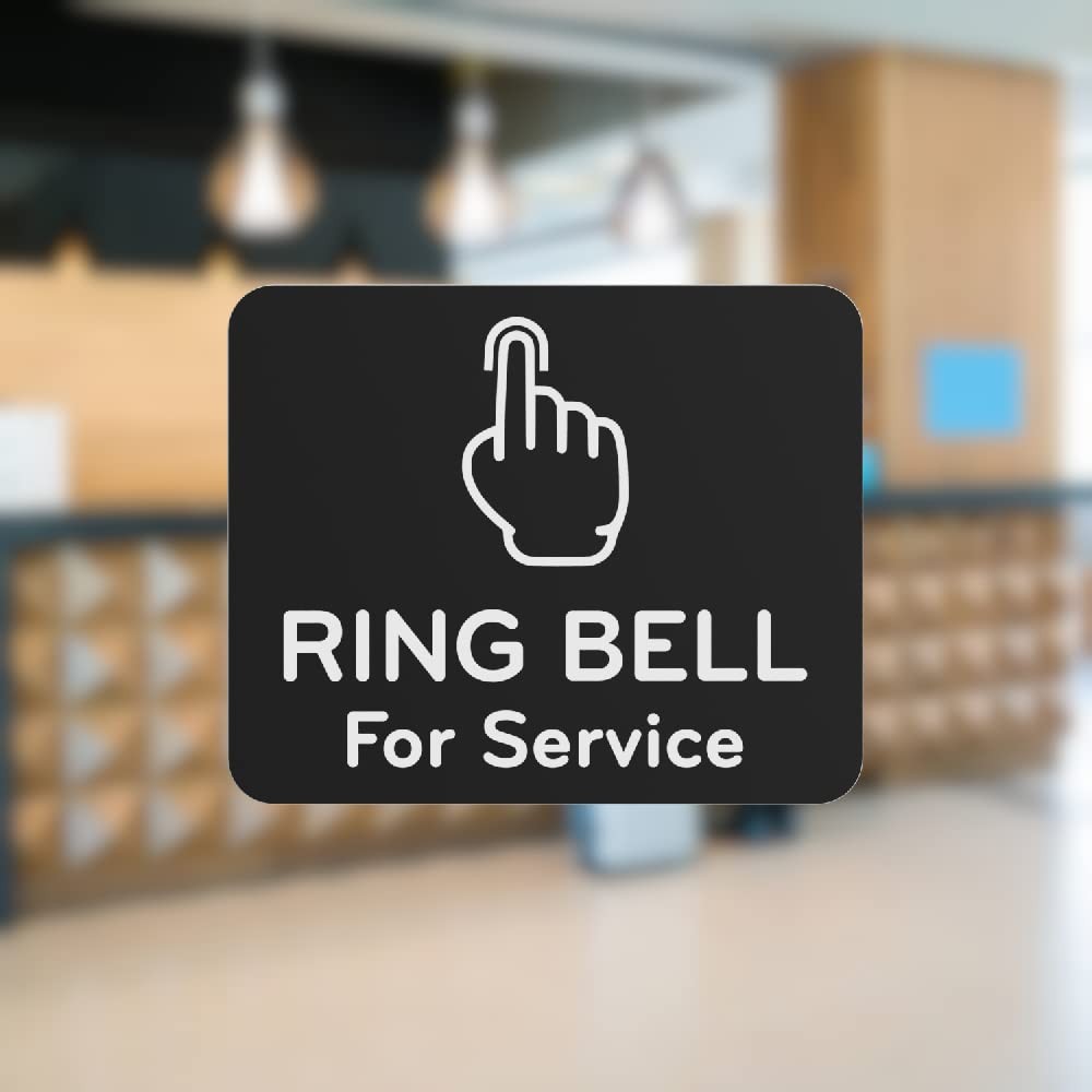 Black Self-Adhesive Ring Bell for Service Sign, 115mm Aluminium, Indoor/Outdoor – by North By North East – Signs