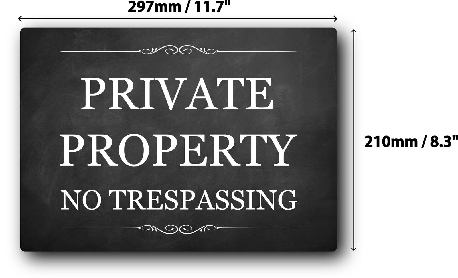 A4 Black Private Property No Trespassing Sign – Durable Outdoor Aluminium – by North By North East – Security & CCTV Signs