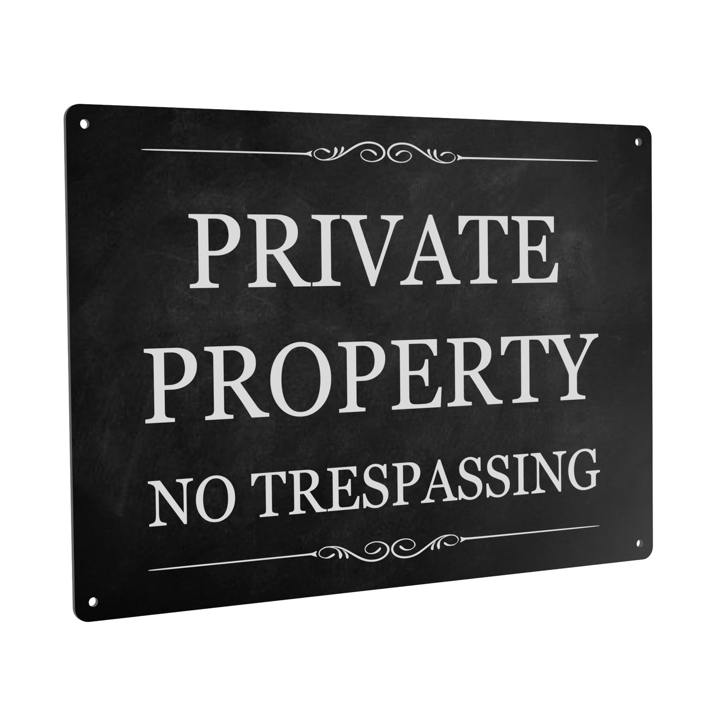 A4 Black Private Property No Trespassing Sign – Durable Outdoor Aluminium – by North By North East – Security & CCTV Signs