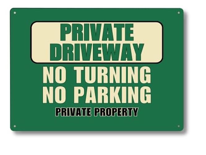 A4 Private Driveway Sign – No Turning No Parking – Green Aluminium Outdoor Notic – by North By North East – Parking Signs