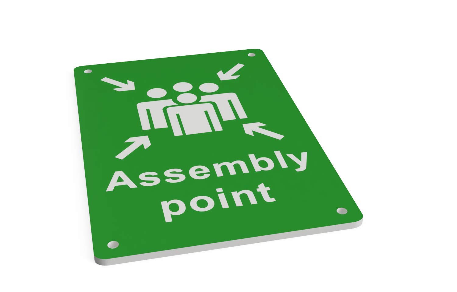 ✅ Green Assembly Point A4 ACM Safety Sign – 4 Screw Holes – Weatherproof UK – by North By North East – Safety & Warning Signs